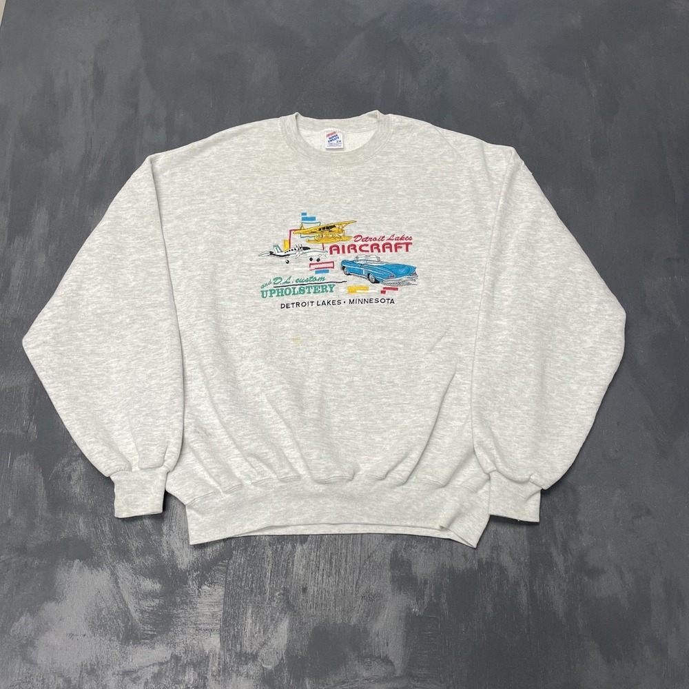 Vintage Detroit Lakes Minnesota Sweatshirt Men‎ XXL Grey 1990s Jerzees